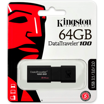 Pendrive-Kingston-Datatraveler-Dt100g3-64gb-Preto Pendrive-Kingston-Datatraveler-Dt100g3-64gb-Preto